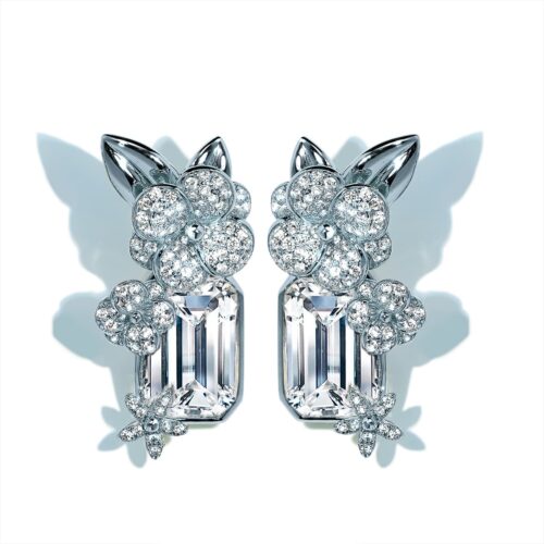 Flora White Silver Flower Earrings