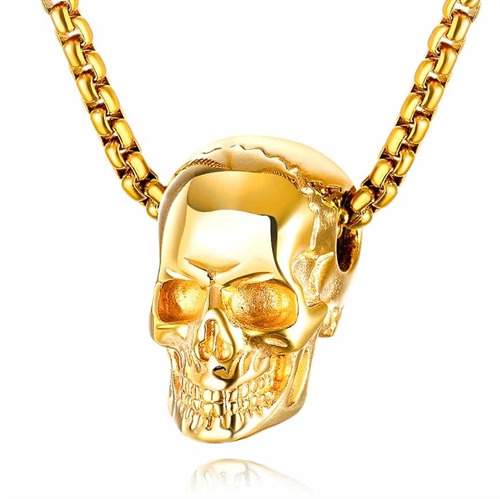 Forgyldt skull halssmykke