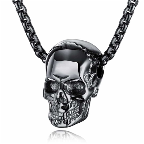 Sort skull halssmykke