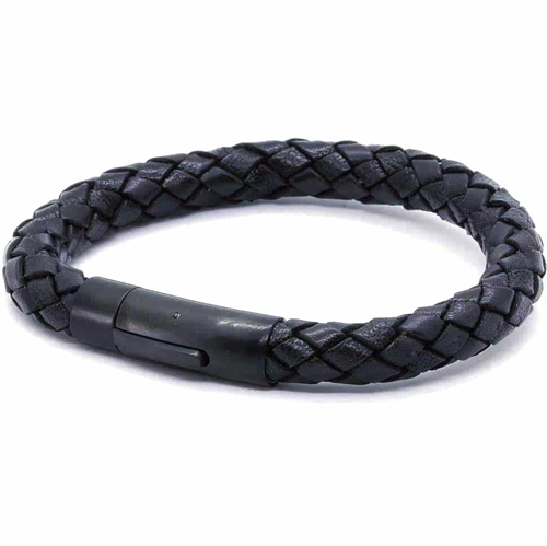 Mænd Chart læderarmbånd sort/sort.