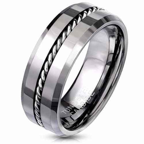 K4 Tungstenring med kæde