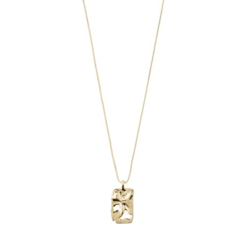 Pilgrim HAPPY square pendant halskæde guldbelagt