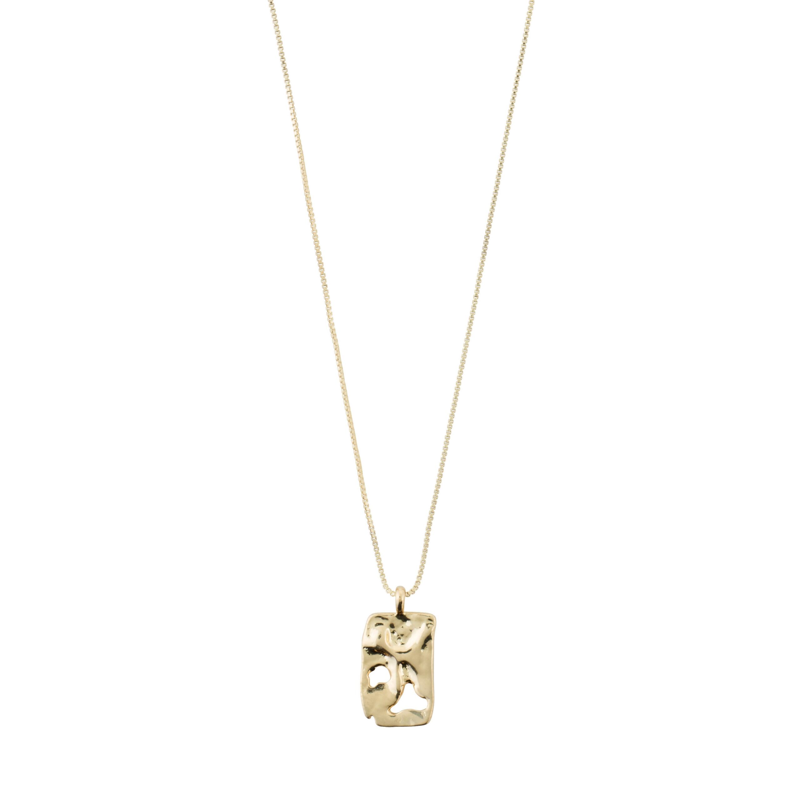 Pilgrim HAPPY square pendant halskæde guldbelagt