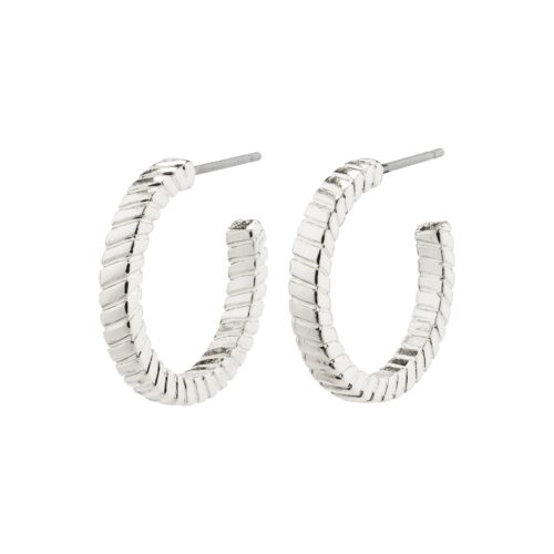 Pilgrim ECSTATIC square snake chain hoop øreringe sølvbelagt
