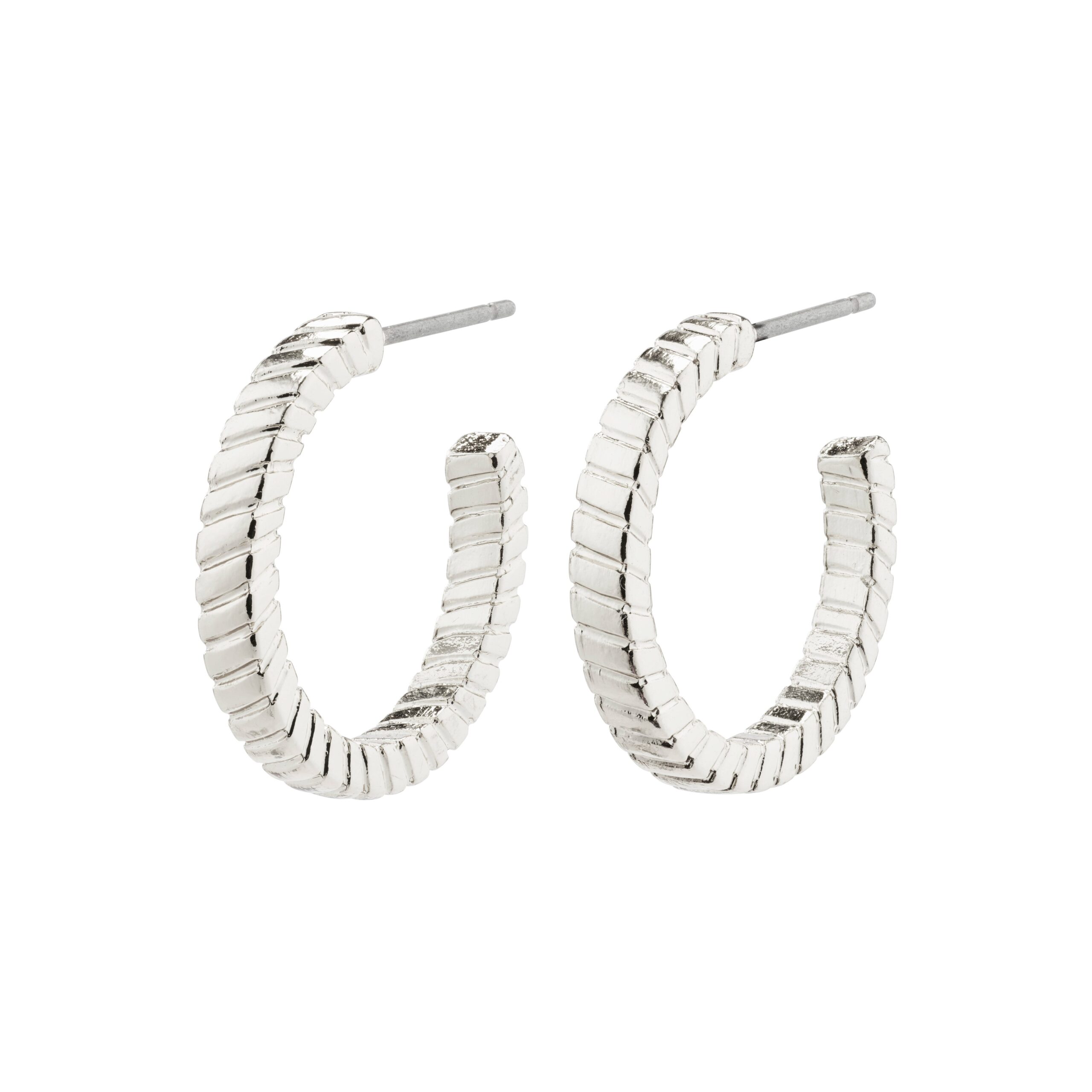Pilgrim ECSTATIC square snake chain hoop øreringe sølvbelagt