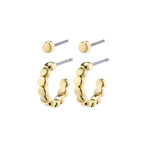 Pilgrim ANGELA 2-i-1 hoop & stud øreringe guldbelagt