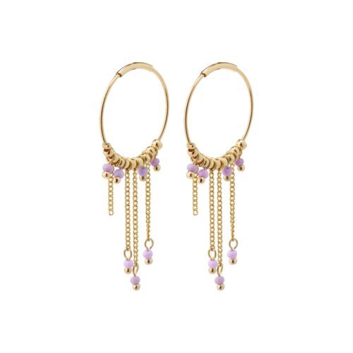 Pilgrim CASSANDRA sommer hoops med lilla perler guldbelagt