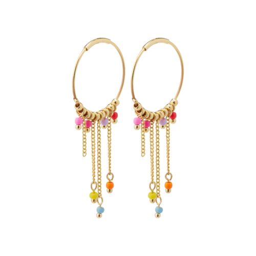 Pilgrim CASSANDRA sommer hoops med multifarvet perler guldbelagt