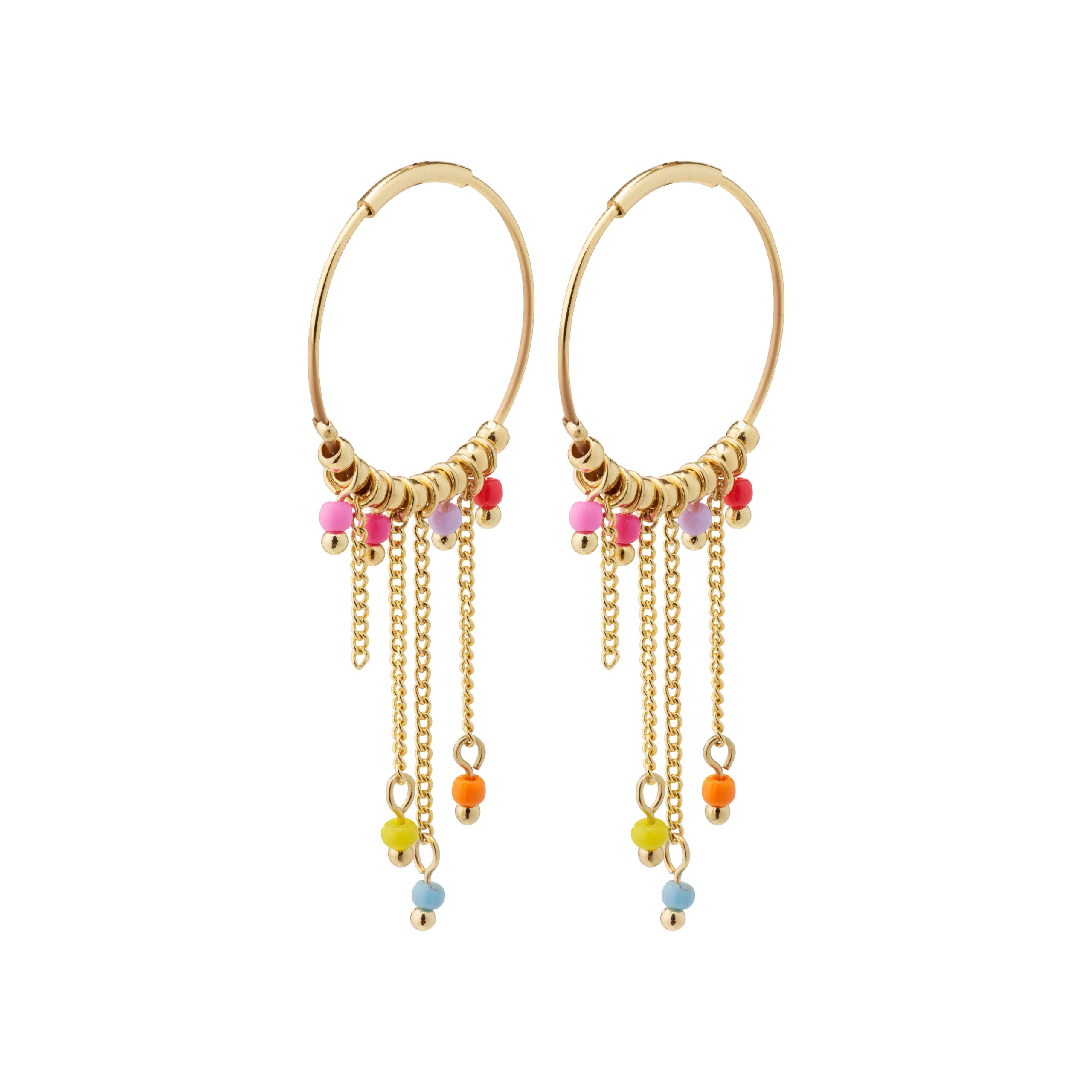 Pilgrim CASSANDRA sommer hoops med multifarvet perler guldbelagt