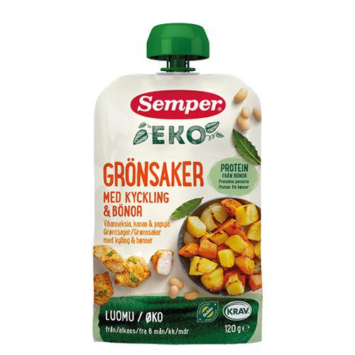 EKO Grøntsager m. kylling & bønner 6M Ø
