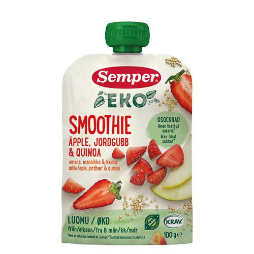 EKO Smoothie Æble/Jordbær/Quinoa 6M Ø