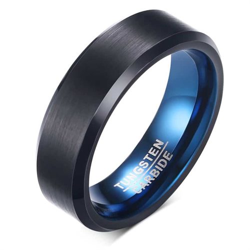 Sort/Blå tungstenring
