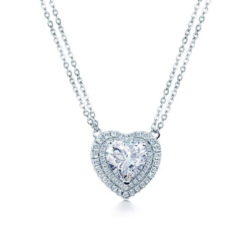 Loving Silver Double Halo Heart Necklace