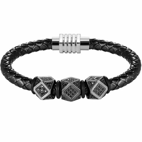 Triangle læderarmbånd sort