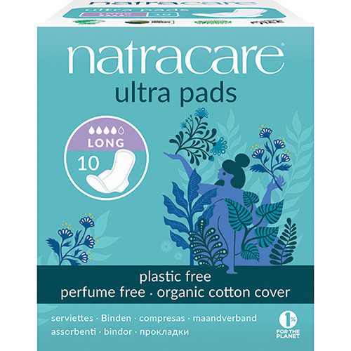 Natracare bind 10 stk LONG ultra med vinger indpakket enkeltvis