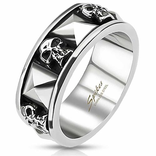 Old skull ring 8mm Spikes