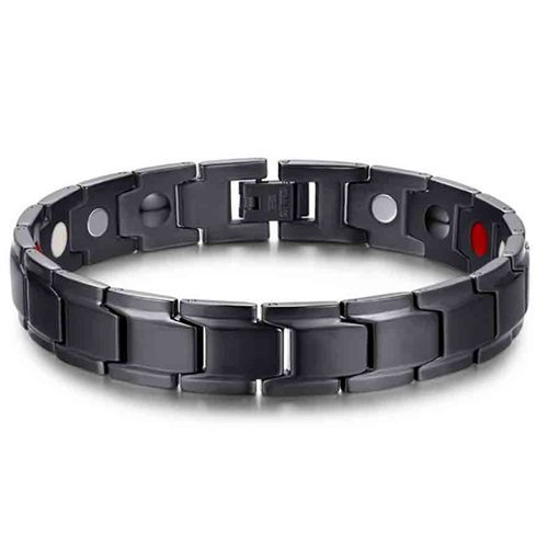 Magnet armbånd i sort mat stål